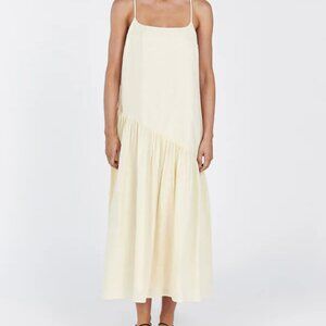 NWT DISSH NOAH LEMON LINEN ASYMMETRICAL MIDI DRESS